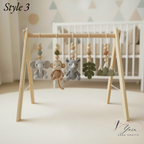 Custom Safari Baby Gym, Wooden Montessori Play Gym with Crochet Lion Elephant Giraffe Toys, Boho Nursery Decor, Baby Shower Gift