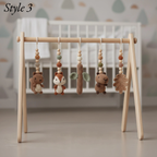 Neutral Woodland Baby Gym | Minimalist Wooden Play Gym with Crochet Animal Toys | Montessori Activity Frame | Scandinavian Nursery Decor Gift