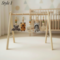Neutral Woodland Baby Gym | Minimalist Wooden Play Gym with Crochet Animal Toys | Montessori Activity Frame | Scandinavian Nursery Decor Gift