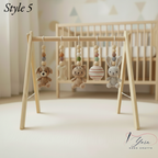 Cute Pet Baby Gym | Handmade Wooden Play Gym with Crochet Puppy, Kitten and Bunny Toys | Montessori Activity Gym | Neutral Nursery Baby Gift