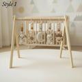 Cute Pet Baby Gym | Handmade Wooden Play Gym with Crochet Puppy, Kitten and Bunny Toys | Montessori Activity Gym | Neutral Nursery Baby Gift
