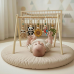 Safari Baby Gym | Handmade Wooden Play Gym with Crochet Elephant, Tiger, Monkey and Sloth Toys | Montessori Jungle Nursery Decor | Baby Shower Gift