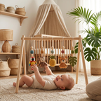 Safari Baby Gym | Handmade Wooden Play Gym with Crochet Elephant, Tiger, Monkey and Sloth Toys | Montessori Jungle Nursery Decor | Baby Shower Gift