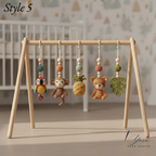 Safari Baby Gym | Handmade Wooden Play Gym with Crochet Elephant, Tiger, Monkey and Sloth Toys | Montessori Jungle Nursery Decor | Baby Shower Gift