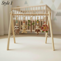 Jungle Baby Gym, Wooden Play Gym with Crochet Safari Animals, Montessori Activity Frame, Tropical Nursery Decor, Baby Shower Gift