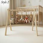 Handmade Custom Baby Gym, Wooden Montessori Play Gym with Crochet Woodland Animals, Neutral Nursery Decor, Baby Shower Gift