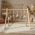 Handmade Custom Baby Gym, Wooden Montessori Play Gym with Crochet Woodland Animals, Neutral Nursery Decor, Baby Shower Gift