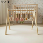 Floral Baby Gym, Wooden Play Gym with Crochet Tulip Butterfly Cloud Daisy, Montessori Activity Gym, Neutral Nursery, Baby Gift