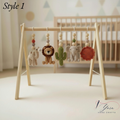 Personalized Safari Baby Gym, Handmade Wooden Play Gym, Crochet Jungle Animals, Montessori Frame, Neutral Nursery Gift, Baby Shower Present