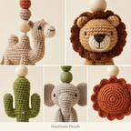 Personalized Safari Baby Gym, Handmade Wooden Play Gym, Crochet Jungle Animals, Montessori Frame, Neutral Nursery Gift, Baby Shower Present