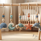 Ocean Baby Play Gym, Crochet Sea Animal Baby Gym, Wooden Montessori Activity Gym, Nautical Nursery Decor, Baby Shower Gift