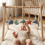 Ocean Baby Play Gym, Crochet Sea Animal Baby Gym, Wooden Montessori Activity Gym, Nautical Nursery Decor, Baby Shower Gift
