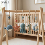 Ocean Baby Play Gym, Crochet Sea Animal Baby Gym, Wooden Montessori Activity Gym, Nautical Nursery Decor, Baby Shower Gift
