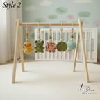 Montessori Baby Gym Duck Pond Theme, Wooden Baby Play Gym with Crochet Duck Frog Lotus Swan Lily Pad, Nature Nursery Decor Baby Gift