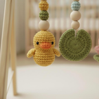 Montessori Baby Gym Duck Pond Theme, Wooden Baby Play Gym with Crochet Duck Frog Lotus Swan Lily Pad, Nature Nursery Decor Baby Gift