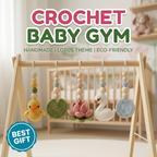 Montessori Baby Gym Duck Pond Theme, Wooden Baby Play Gym with Crochet Duck Frog Lotus Swan Lily Pad, Nature Nursery Decor Baby Gift