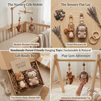 Crochet Baby Gym Accessories Set, Woodland Squirrel & Hedgehog Hanging Toys, Montessori Sensory Toy, Neutral Nursery Decor, Baby Shower Gift