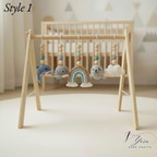 Handmade Custom Ocean Baby Gym | Personalized Wooden Play Gym with Crochet Sea Theme Toys | Neutral Montessori Nursery Decor