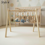 Handmade Custom Ocean Baby Gym | Personalized Wooden Play Gym with Crochet Sea Theme Toys | Neutral Montessori Nursery Decor