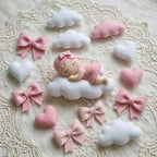 Sweet Dreams Baby Girl Felt Mobile, Handmade Pink Crib Hanging with Hearts, Bows and Clouds, Newborn Nursery Gift