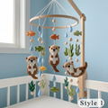 Playful Otter Felt Baby Mobile, Handmade River Crib Hanging with Fish, Seaweed and Raindrops