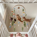 Playful Otter Felt Baby Mobile, Handmade River Crib Hanging with Fish, Seaweed and Raindrops
