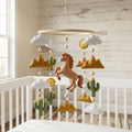 Southwestern Horse Felt Baby Mobile, Handmade Desert Nursery Decor with Cactus, Mountains and Sunshine