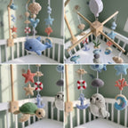 Coastal Discovery Crochet Baby Mobile, Handmade Sea Life Crib Hanging with Whale, Turtle and Seal