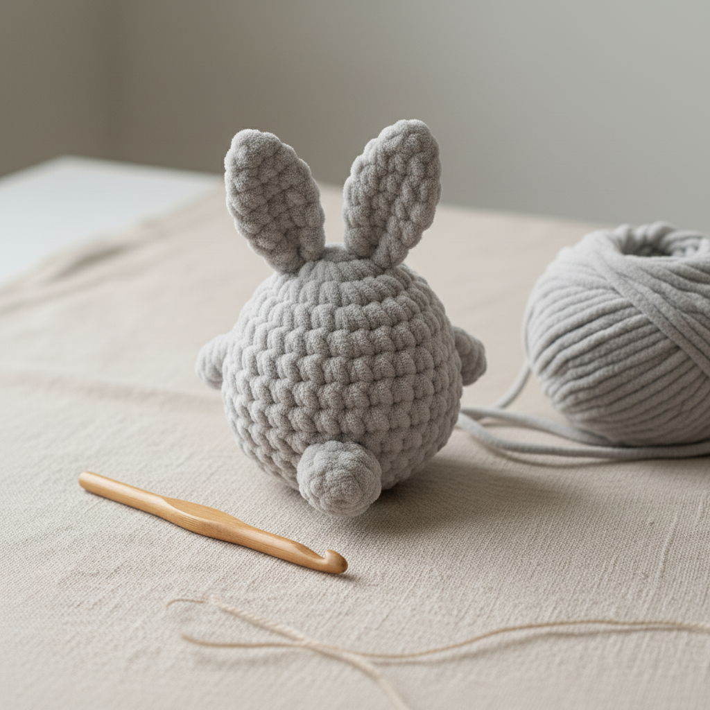 Cute Gray Bunny Crochet Pattern PDF, Bunny Amigurumi Plush Tutorial