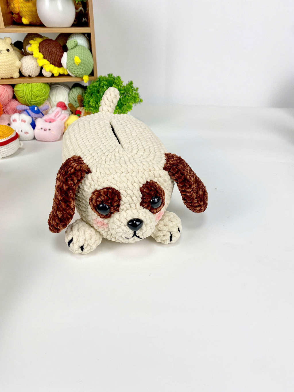 Crochet Brown Dog Tissue Box Cover Pattern: Amigurumi PDF (Digital Download)