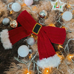 Crochet Santa Bow Pattern PDF, Christmas Tree Bow Decoration, Large Holiday Bow Tutorial