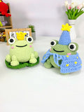 Frog Prince Crochet Pattern PDF, Amigurumi Royal Frog On Lily Pad, Cute Frog Plush Toy Tutorial For Beginners