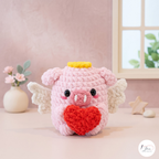 Cupid Pig Crochet Pattern PDF, Valentine Angel Pig Amigurumi Plush