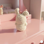 Crochet Bunny Plush with Pink Bow, Handmade White Amigurumi Rabbit, Soft Chenille Stuffed Animal, Easter Gift, Nursery Decor