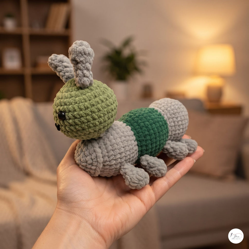 Crochet Grasshopper Plush, Handmade Green Amigurumi Insect, Soft Stuffed Bug Toy, Nature Lover Gift, Garden Nursery Decor