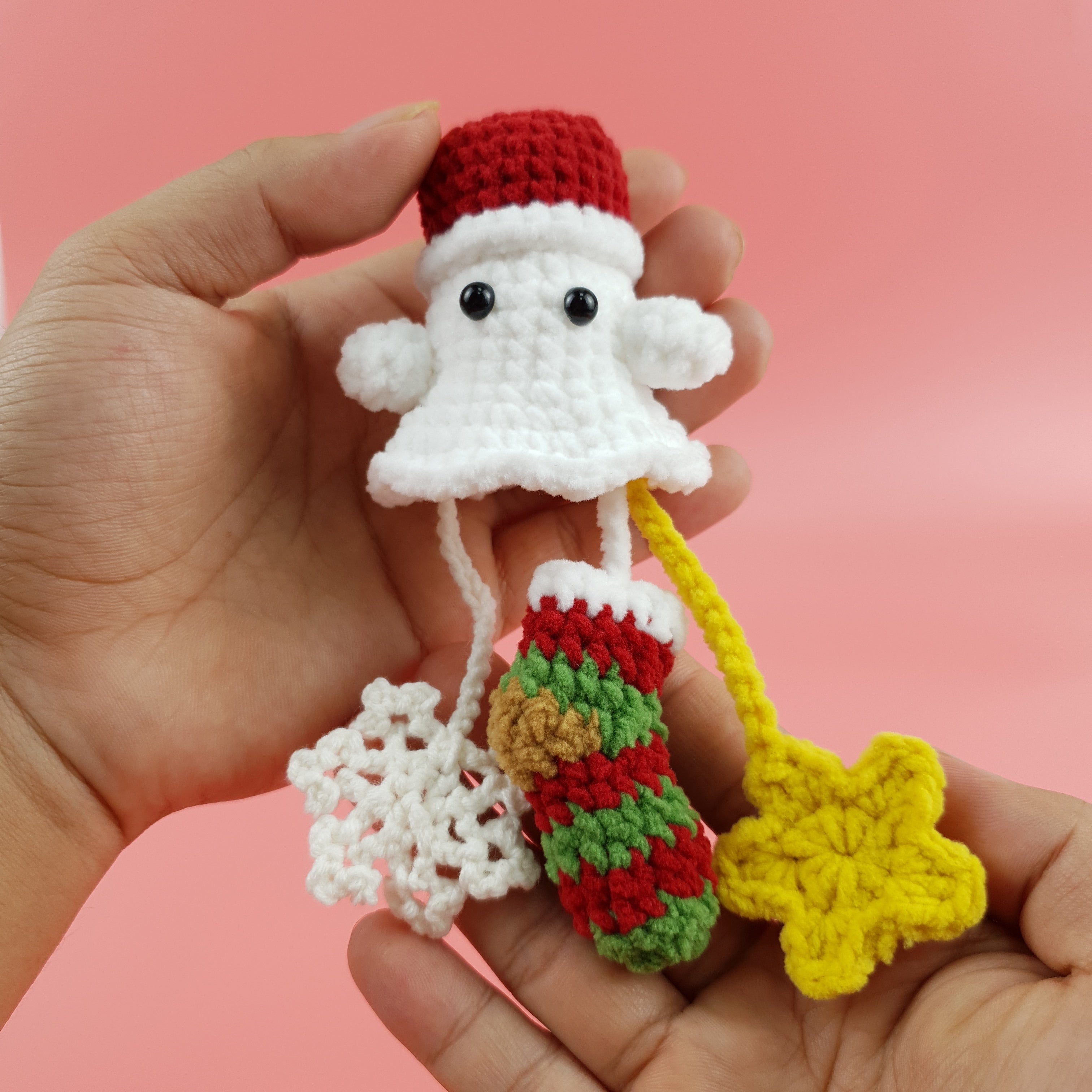 Santa Boo Crochet Pattern PDF, Christmas Ghost Amigurumi, Cute Holiday Ornament, Beginner Crochet
