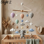 Handmade Elephant Baby Mobile, Crochet Hot Air Balloon Crib Mobile, Neutral Nursery Decor, Cloud & Star Baby Mobile, Baby Shower Gift