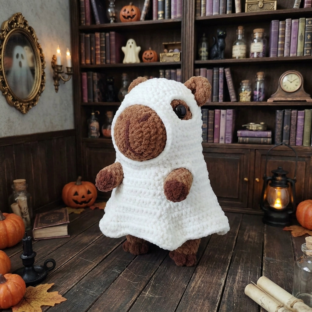 Ghost Capybara Crochet Pattern PDF – Halloween Amigurumi Plush