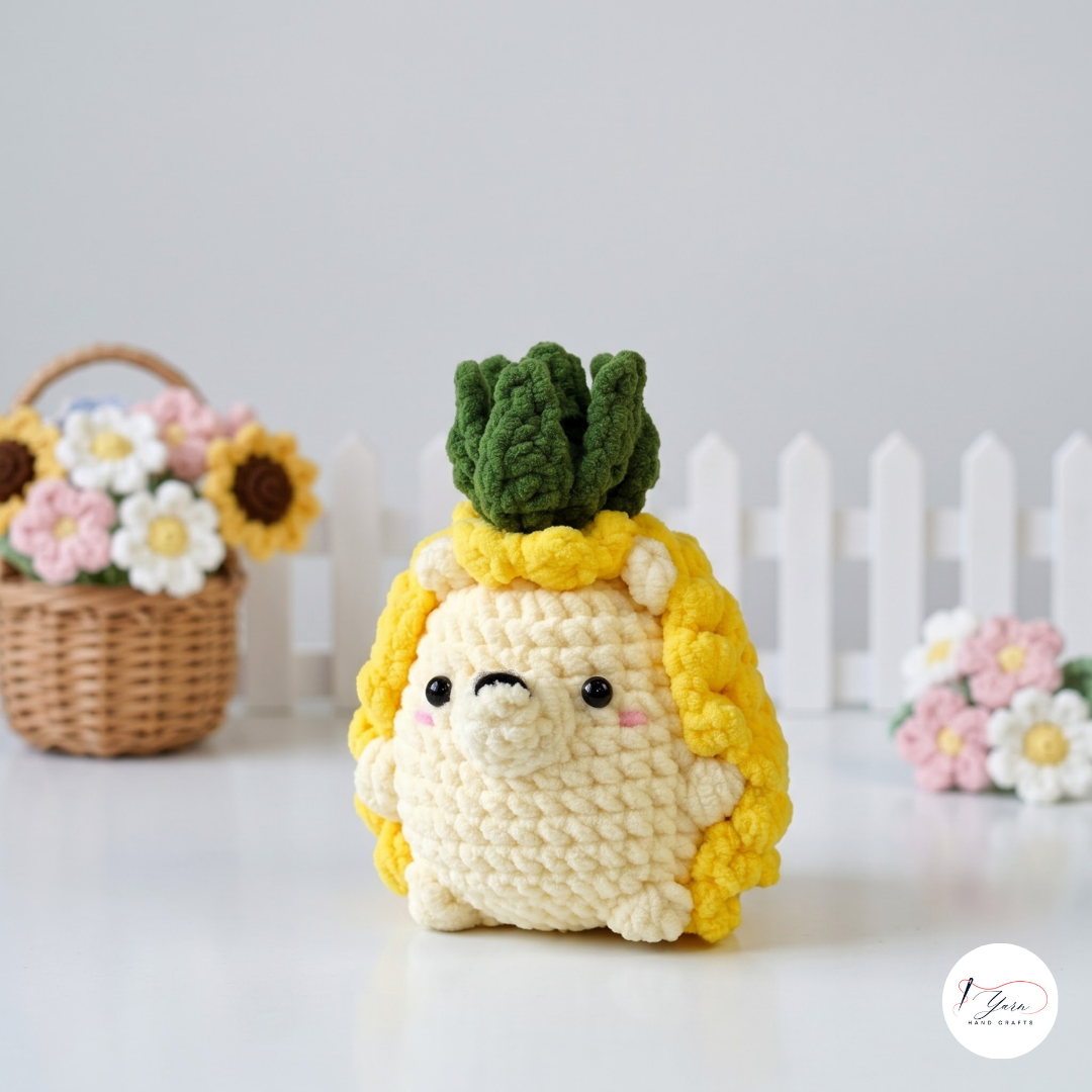 Pineapple Hedgehog Crochet Pattern PDF, Cute Fruit Animal Amigurumi Plush