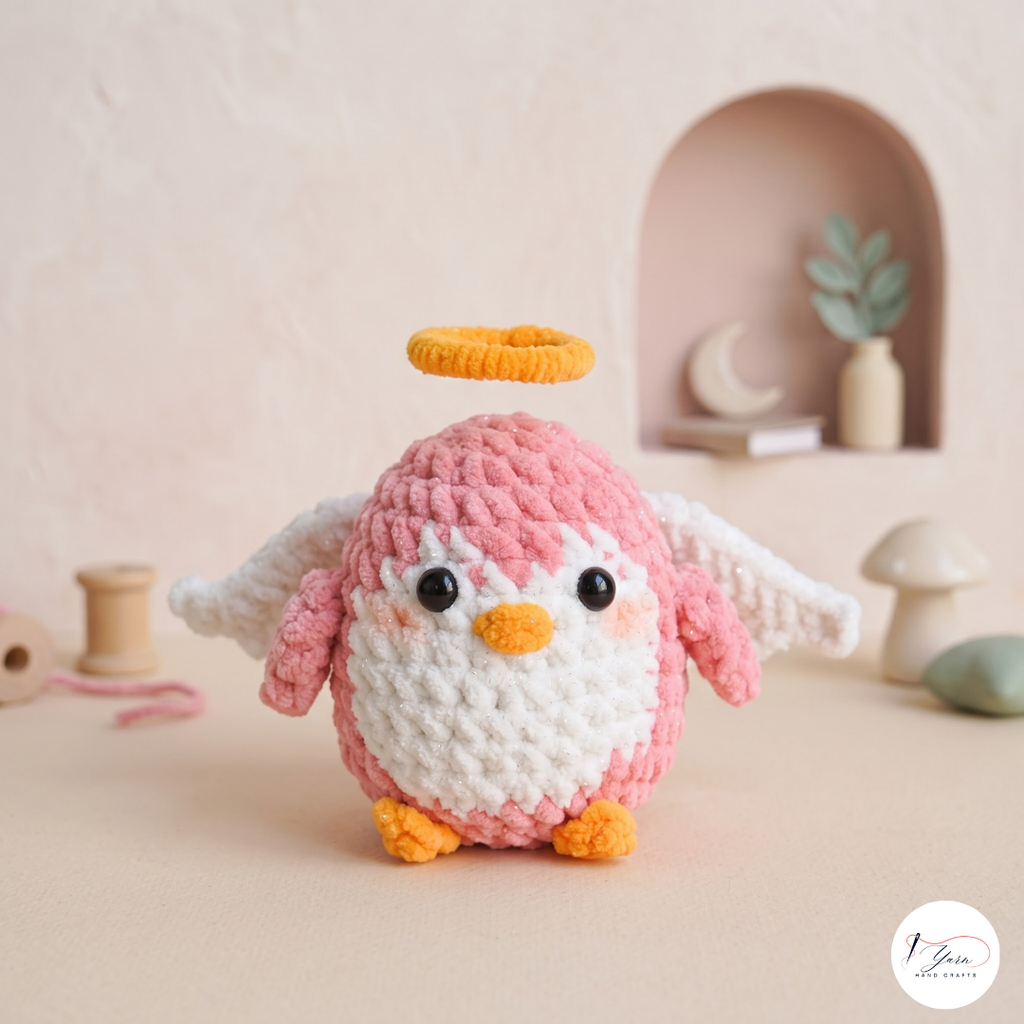 Angel Penguin Crochet Pattern PDF, Valentine Amigurumi with Cloud and Halo