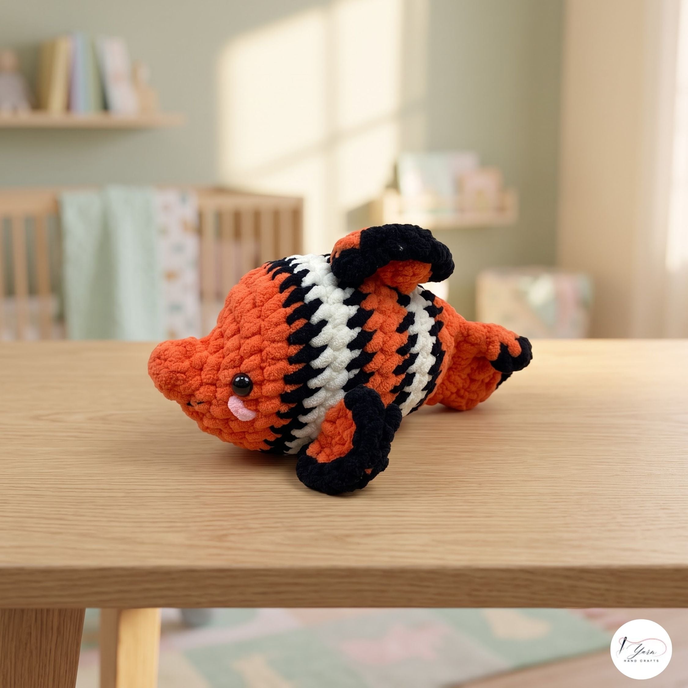 Handmade Crochet Koi Fish Plush, Orange Black White Amigurumi Carp, Soft Fish Stuffed Animal, Japanese Koi Gift, Pond Lover Decor