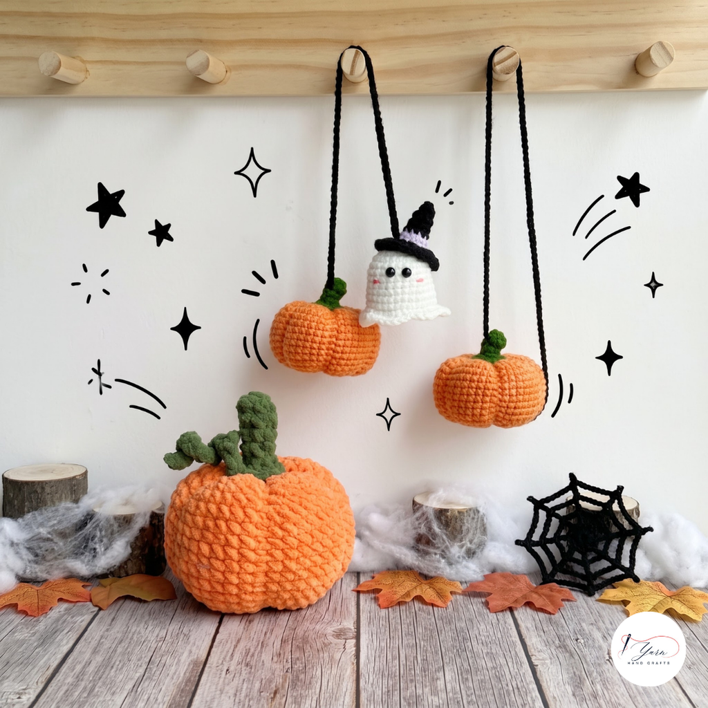 Halloween Crochet Pattern Bundle PDF, Pumpkin Ghost Bat Spider and Eyeball Amigurumi Patterns, Spooky Crochet Decorations