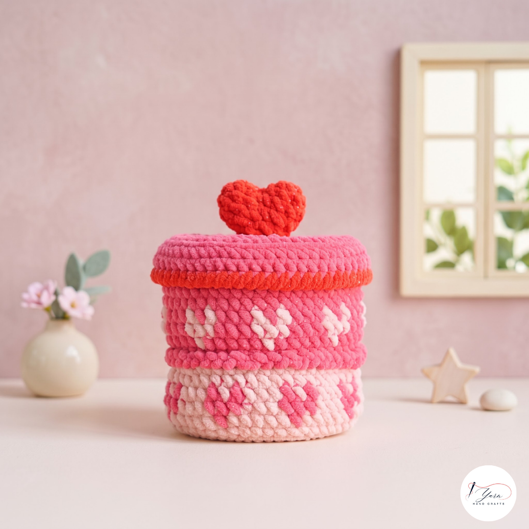 Penguin Gift Box Crochet Pattern PDF, Valentine Heart Amigurumi Storage Box