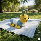 Crochet Bee Plush, Handmade Blue Yellow Amigurumi Bumblebee, Soft Stuffed Insect Toy, Bee Lover Gift, Garden Nursery Decor