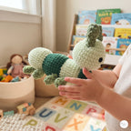 Crochet Caterpillar Plush, Handmade Green Amigurumi Bug, Soft Stuffed Insect Toy, Caterpillar Lover Gift, Nursery Decor
