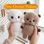 Little Kitten Crochet Pattern, Kawaii Cat Plush Amigurumi PDF Free Gift