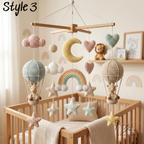 Handmade Giraffe Baby Mobile, Crochet Crib Mobile, Hot Air Balloon Nursery Decor, Rainbow Moon Cloud Mobile, Neutral Baby Shower Gift