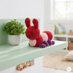 Crochet Caterpillar Plush, Handmade Red Amigurumi Bug, Soft Chenille Stuffed Insect Toy, Caterpillar Lover Gift, Nursery Decor