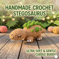 Handmade Crochet Stegosaurus Plush, Brown Green Amigurumi Dinosaur, Soft Dino Stuffed Animal, Dinosaur Lover Gift, Nursery Decor