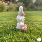 Handmade Crochet Bunny Plush, White Pink Amigurumi Rabbit, Soft Stuffed Animal, Easter Bunny Gift, Cute Nursery Decor